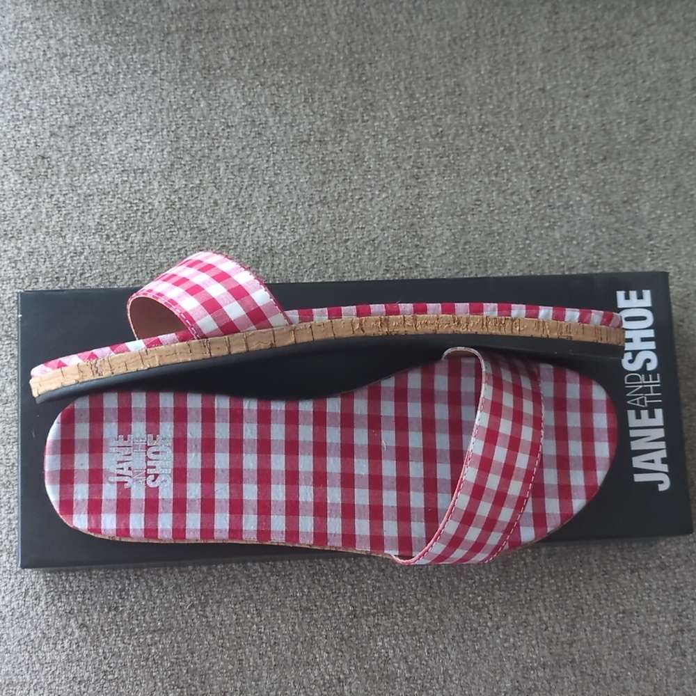 🍒 Red gingham sandals